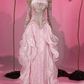 ✨Girlhomeshops-Strapless Pink 3D Petal Ruffle Beaded Mermaid Prom Gown gh10204