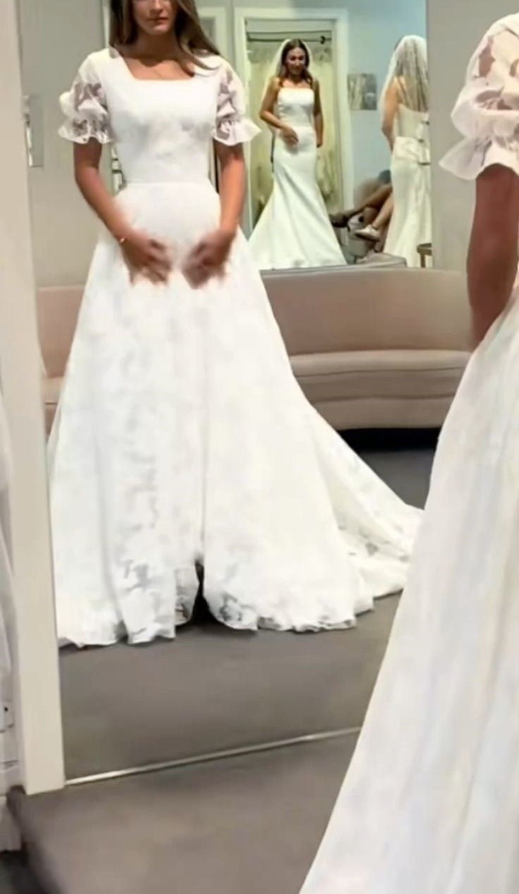 Girlhomeshops - Robe de bal de mariage longue et élégante en tulle et dentelle blanche gh5434