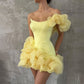 Girlhomeshops-Gelb ein-schulter mode süße knospe rock kurze chiffon homecoming kleid geburtstag kleid gh5269