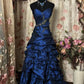 Blaues, mit Strasssteinen verziertes, elegantes, langes, plissiertes Ballkleid-Abendkleid gh3057