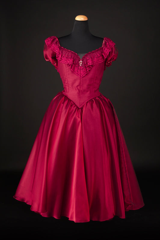Girlhomeshops-Burgundy Vintage Short Satin Homecoming Dress Birthday Party Dress gh4995