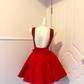 Red Sweetheart Neck Homecoming Dress Wide Strap A-Line Cocktail Party Gown gh9388