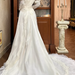 Ivory Vintage Tulle Wedding Prom Dress, Lace High Neck Illusion V‑Neck, Leg‑of‑Mutton Puff Sleeves, Lace Appliqués, Multi‑Tier Ruffle Cake Skirt gh8677