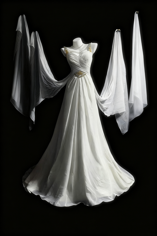 girlhomeshops-White Elegant Long Tulle Wedding Dress For Brides gh6284