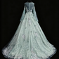 girlhomeshops - Robe de bal longue en tulle vert délicat avec appliqués gh6287