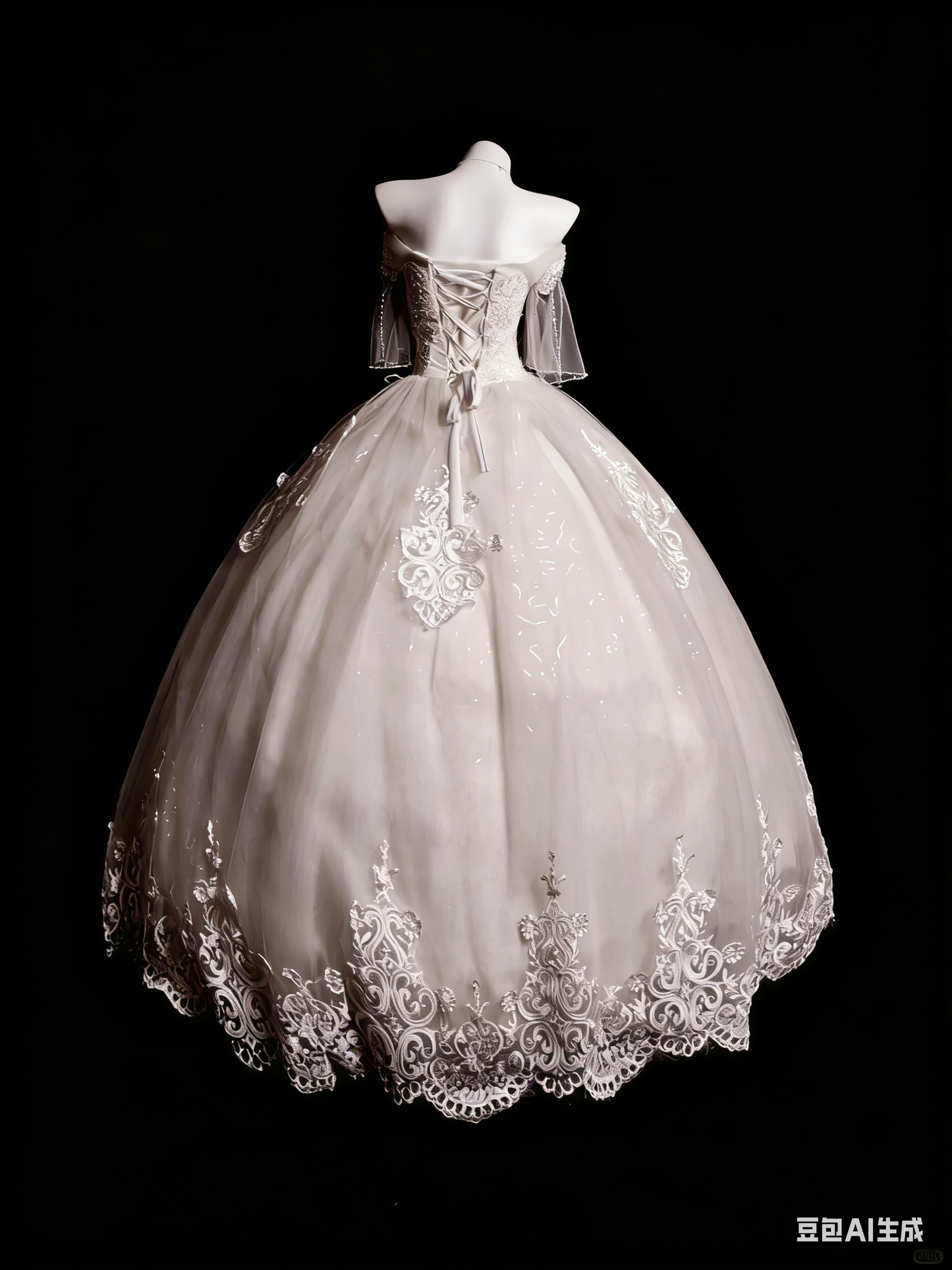 Luxuriöses, bodenlanges Ballkleid im Court-Stil aus Satin und Tüll mit schulterfreiem Ausschnitt, Perlenstickerei und Schleppe – Hochzeits- und Verlobungskleid gh6494