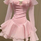 Pink Ruffle Short Chiffon Homecoming Dress Birthday Dress gh4625