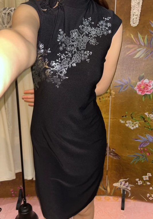 Black Vintage Luxury Sleeveless Embroidered Fitted Waist Prom & Evening Party Dress gh8431