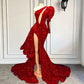 Pink/red Gorgeous Shiny Elegant Long Slit Sexy Floor-Length Train Ball Gown Evening Dress Party Dress gh3249