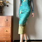 New‑Chinese‑Style‑Improved‑Qipao‑Midi‑Gown Teal‑Crane‑Print Halter‑Beaded‑Straps Stand‑Collar‑Mesh‑Shrug‑Top Fitted‑Slit‑Midi‑Dress Retro‑Oriental‑Party‑Dress gh8858
