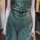 Olive Green Spaghetti Strap Square Neck Hand Beaded Sequin Mermaid Long Evening Prom Dress gh9786