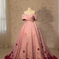 Pink Gorgeous Exquisite Floral Appliques Long Floor Length Satin Ball Gown Evening Dress gh3380
