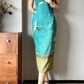 New‑Chinese‑Style‑Improved‑Qipao‑Midi‑Gown Teal‑Crane‑Print Halter‑Beaded‑Straps Stand‑Collar‑Mesh‑Shrug‑Top Fitted‑Slit‑Midi‑Dress Retro‑Oriental‑Party‑Dress gh8858
