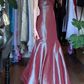 Burgundy Vintage Prom Dress Strapless Twisted Bodice 3D Flower Iridescent Mermaid Long Evening Gown gh9609
