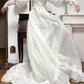 Ivory Vintage Lace Mock‑High‑Neck Puff‑Sleeve Double‑Lace‑Trim Long Train Wedding Dress gh8771