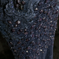 High Neck Navy Blue Mermaid Evening Gown Sleeveless Mesh 3D Floral Lace Sequined Formal Dress for Prom gh9537