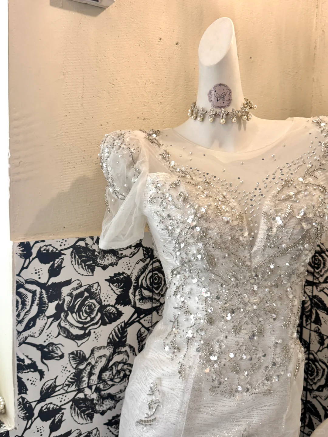 White Short Sleeve Rhinestone Waist-Cinched Figure-Flattering Sexy Bodycon Romantic Dress, Wedding Gown gh7752
