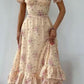 Girlhomeshops-Floral Ruffle Short Sleeve Long Chiffon Garden Party Dress Wedding Guest Dress gh5203