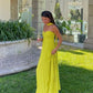 Robe de soirée longue en mousseline de soie élégante à la mode jaune robe de soirée pour invités de mariage gh3430