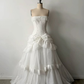 ✨Girlhomeshops-Strapless White Beaded Lace Corset Tiered Chiffon Wedding Gown gh10221