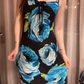 Black Base Sexy Vintage Blue Print Spaghetti Strap Fitted Waist Slim Prom & Evening Party Dress gh8461