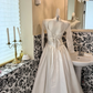 White Lace Long Sleeve Waist-Cinched Fitted Long Vintage Elegant Romantic Dress, Wedding Gown gh7528