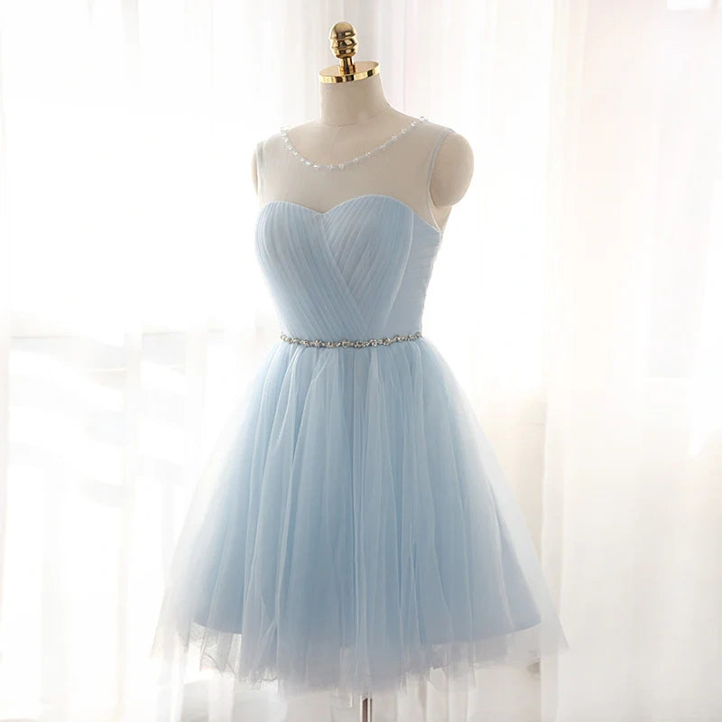 Charmante robe de bal courte en tulle à coupe A, robes de soirée 7671