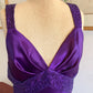 Purple Retro Fashion V-neck Elegant Exquisite Sequined Long Floor Length Satin Ball Gown Evening Dress Party; Dress gh3448