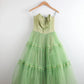 Robe de soirée longue en tulle et dentelle, style rétro, élégante et exquise, vert clair, style féerique, gh3671