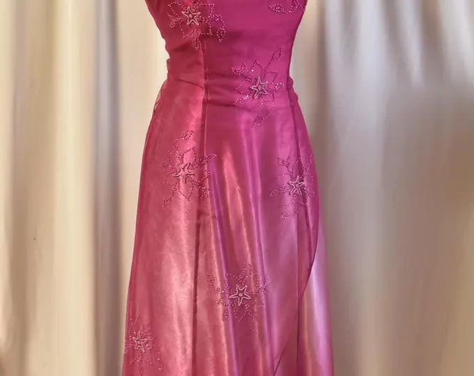 Girlhomeshops--Pink gradient exquisite floral beading fashion long tulle prom dress graduation dress gh5523