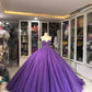 Lila Wunderschöne Exquisite Perlen Lange Tüll Mode Ballkleid Abendkleid gh3568