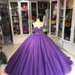 Lila Wunderschöne Exquisite Perlen Lange Tüll Mode Ballkleid Abendkleid gh3568