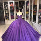 Lila Wunderschöne Exquisite Perlen Lange Tüll Mode Ballkleid Abendkleid gh3568