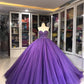 Lila Wunderschöne Exquisite Perlen Lange Tüll Mode Ballkleid Abendkleid gh3568