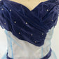 Robe de soirée longue en tulle bleu mignon doux délicat avec bretelles spaghetti perlées gh3488