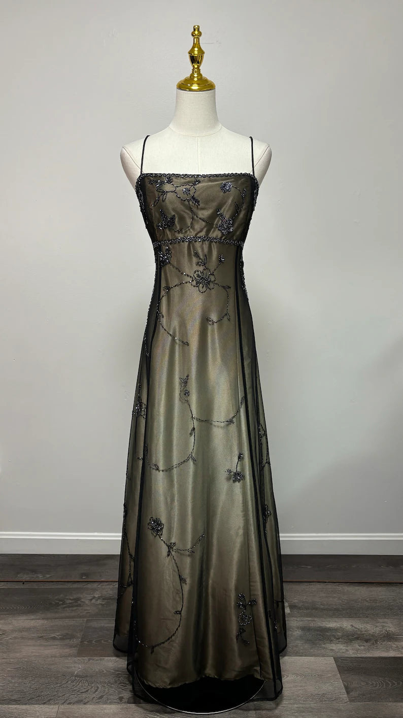 Gorgeous Vintage Ombre Beaded Long Tulle Satin Ball Gown Evening Dress Party Dress gh3429