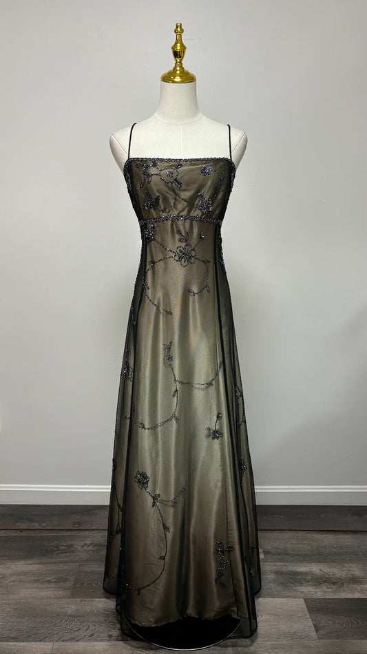 Gorgeous Vintage Ombre Beaded Long Tulle Satin Ball Gown Evening Dress Party Dress gh3429