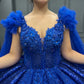 Blaues wunderschönes, exquisites, langes, elegantes Tüll-Ballkleid-Abendkleid gh3582