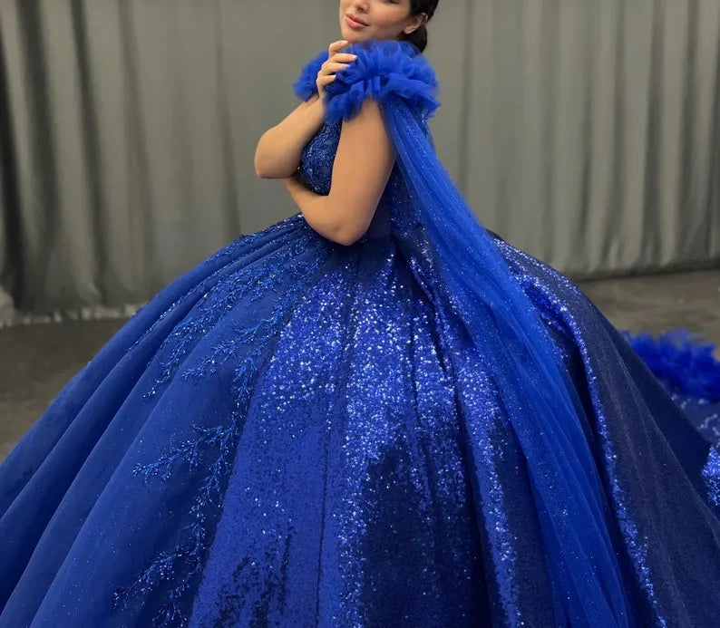 Blaues wunderschönes, exquisites, langes, elegantes Tüll-Ballkleid-Abendkleid gh3582