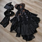 Black Delicate Embroidery Floral Applique Long Spaghetti Straps Elegant Ruffle Satin Ball Gown Evening Dress Party Dress gh3239