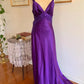 Purple Retro Fashion V-neck Elegant Exquisite Sequined Long Floor Length Satin Ball Gown Evening Dress Party; Dress gh3448