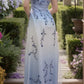 Girlhomeshops--Blue and white exquisite floral strap fashion long tulle floor-length ball gown graduation dress gh5520