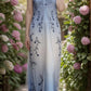 Girlhomeshops--Blue and white exquisite floral strap fashion long tulle floor-length ball gown graduation dress gh5520