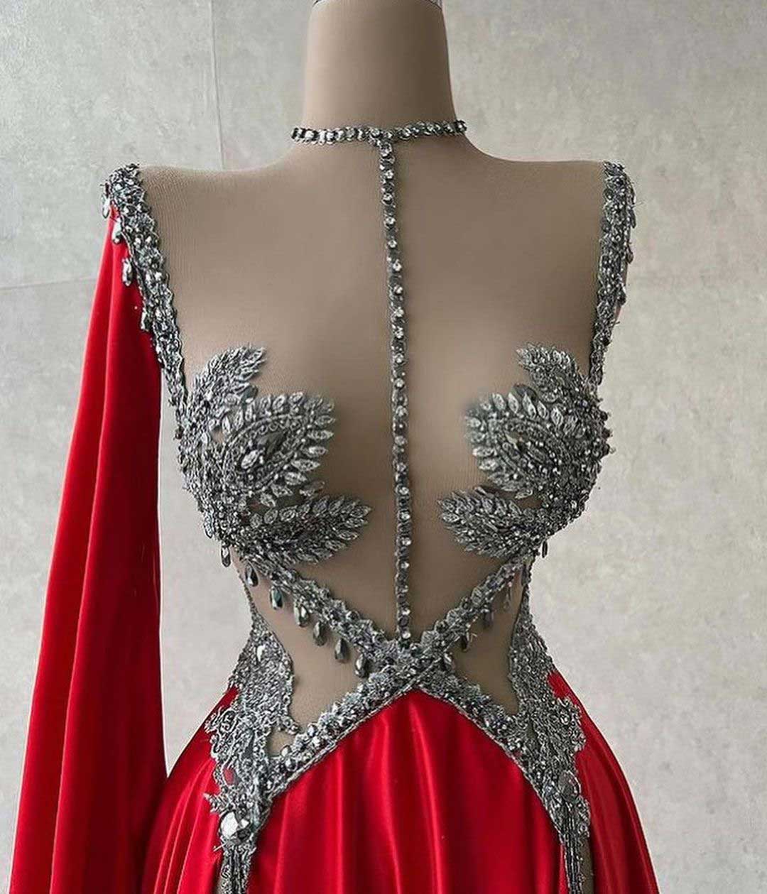 Girlhomeshops-Red gorgeous exquisite beading sexy elegant long satin prom dress evening dress party dress gh5402