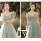 Green tulle long A line prom dress bridesmaid dress  8886