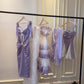 Purple Flowing Long/Short Satin Homecoming Dress Prom Dress Birthday Party Dress Evening Dress gh4408