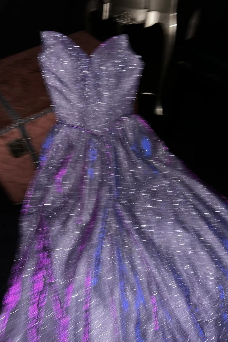 Lila glänzendes, elegantes langes Abschlusskleid/Abendkleid gh6812
