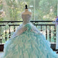 Girlhomeshops - Blaues, wunderschönes, elegantes, glänzendes, langes Quinceanera-Kleid aus Tüll, Ballkleid, Abschlusskleid, gh5002