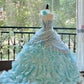 Girlhomeshops - Blaues, wunderschönes, elegantes, glänzendes, langes Quinceanera-Kleid aus Tüll, Ballkleid, Abschlusskleid, gh5002