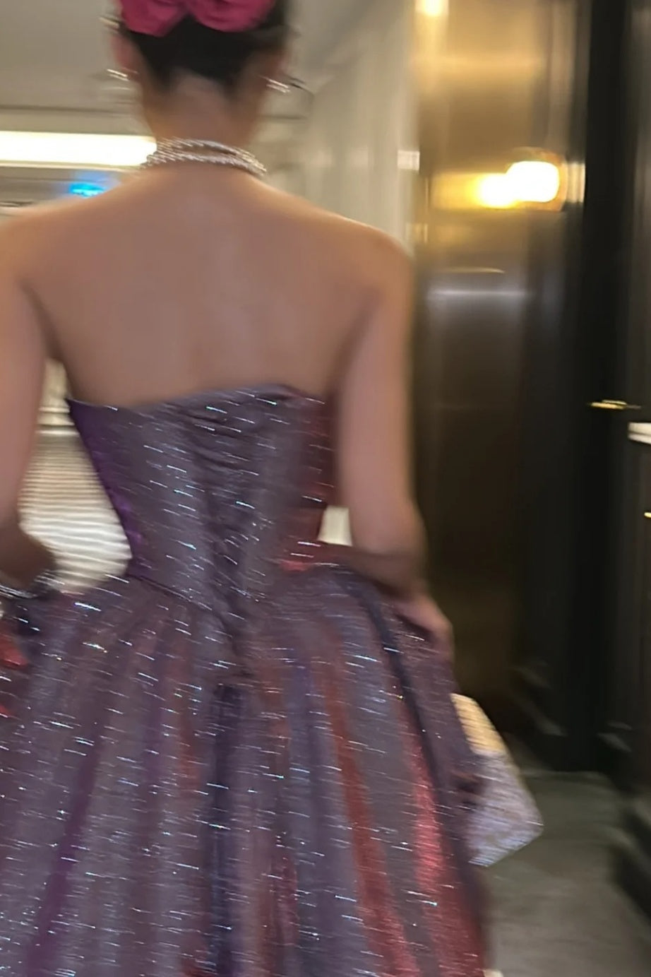 Lila glänzendes, elegantes langes Abschlusskleid/Abendkleid gh6812
